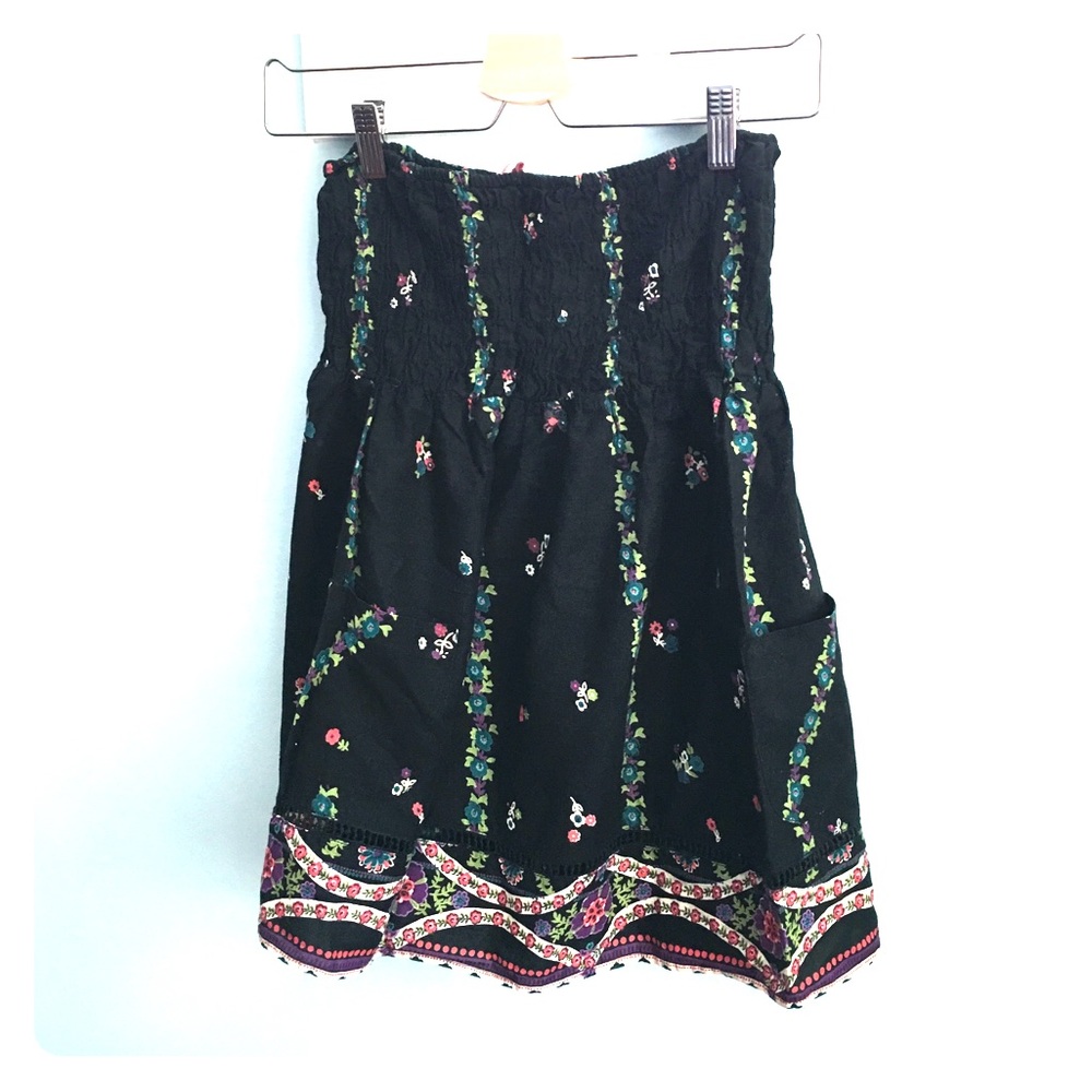 black, floral print tube top by fire los angeles